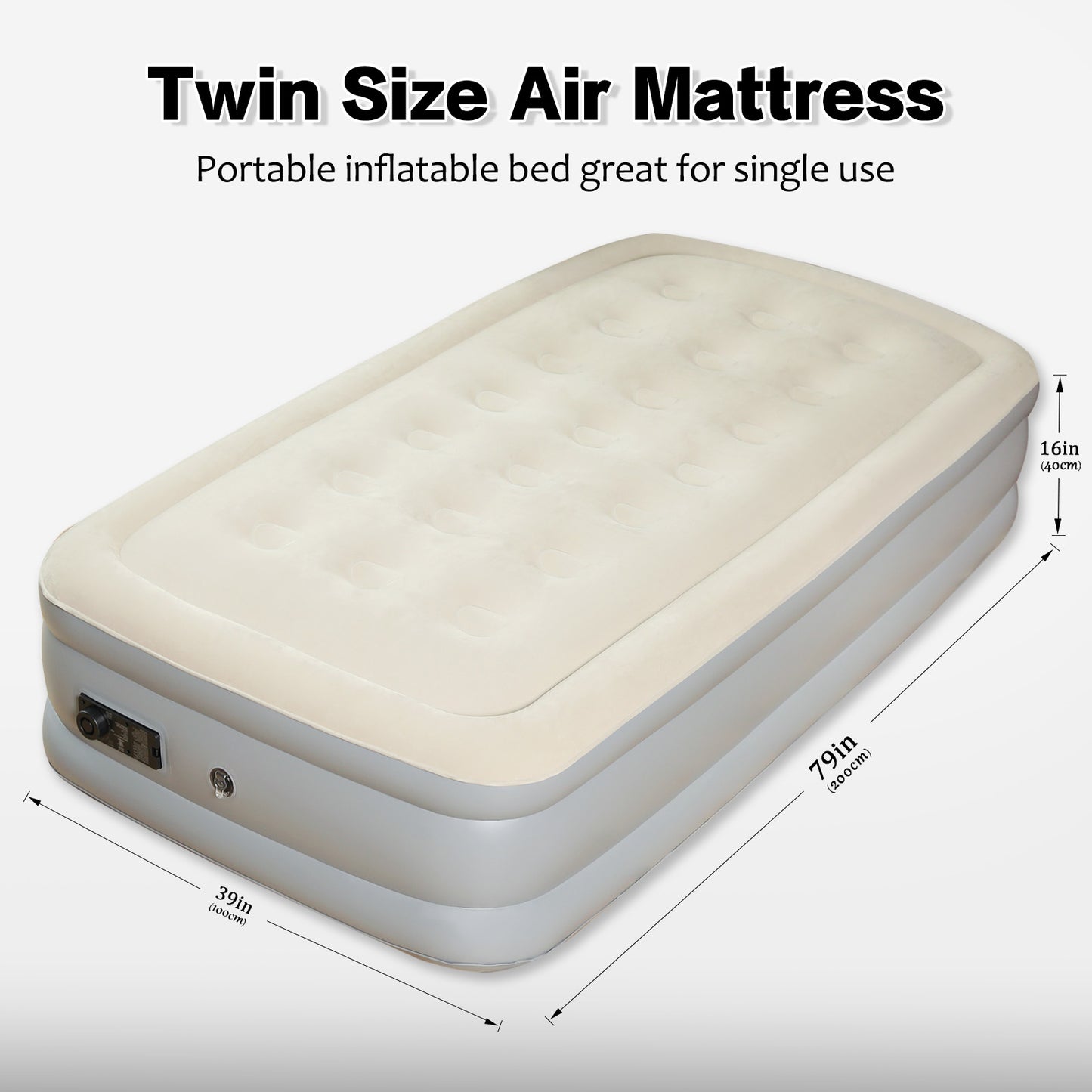 Twin Air Mattress with Built-in Pump,Portable Travel–Single Air Mattress