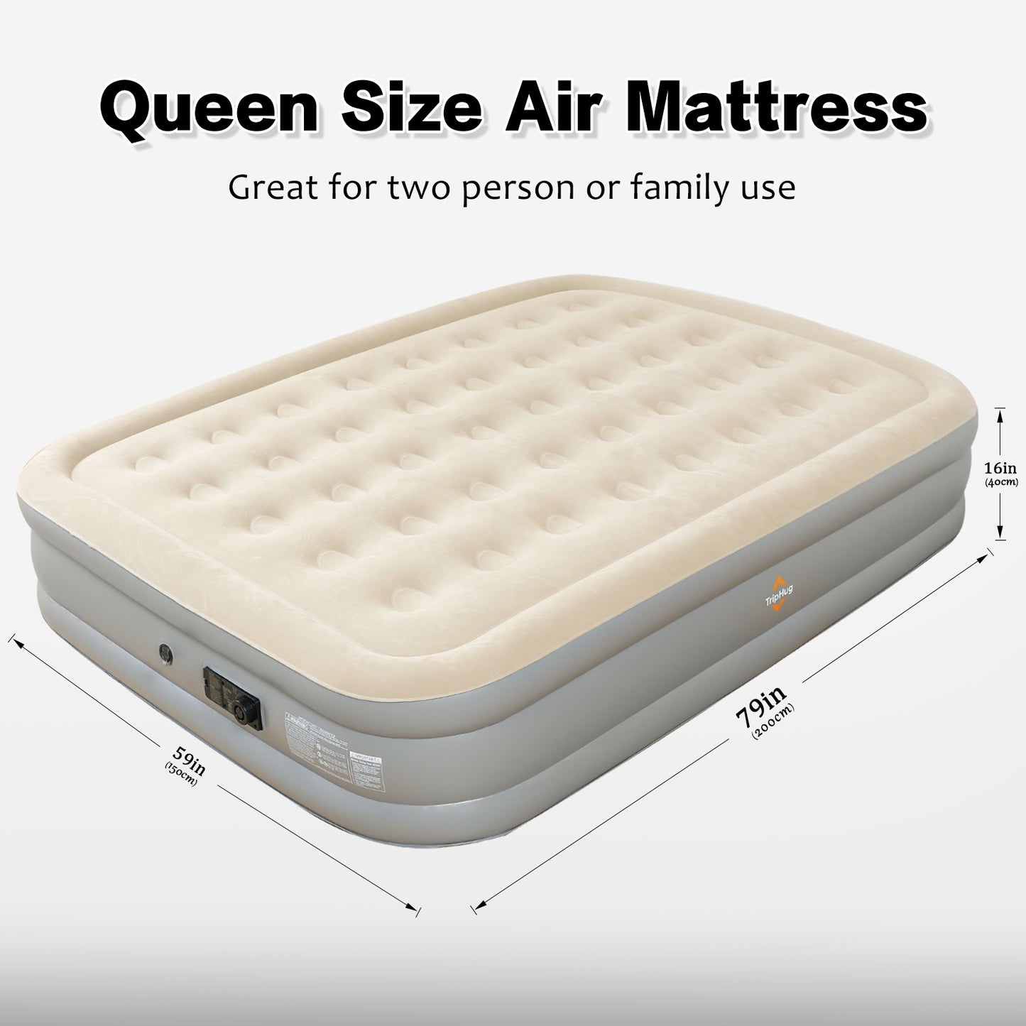 Queen Air Mattress -Double Air mattress with Built-in Pump