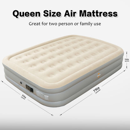 Queen Air Mattress -Double Air mattress with Built-in Pump