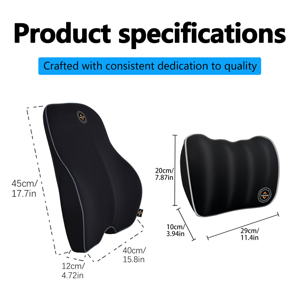 Lumbar & Neck Pillow Set, Car Headrest & Lumbar Support Cushion