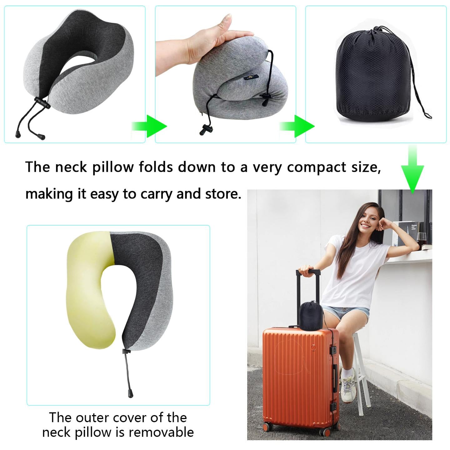 Travel Neck Pillow | Memory Foam Neck Pillow, New Portable U-Shaped Pillow