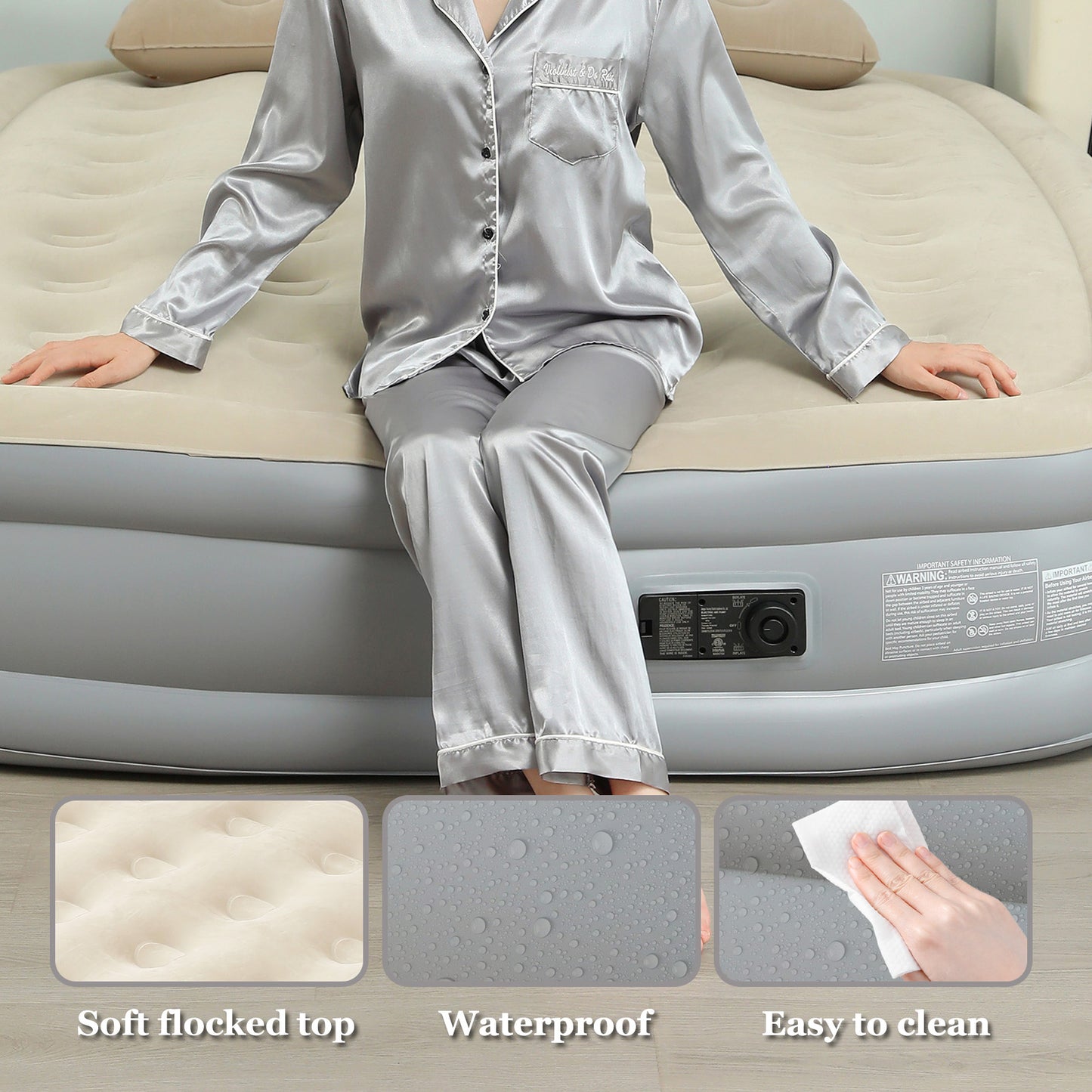 Queen Air Mattress -Double Air mattress with Built-in Pump