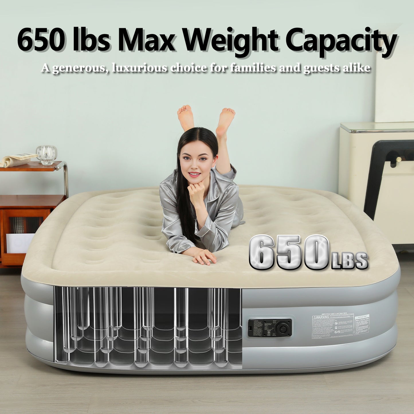 Queen Air Mattress -Double Air mattress with Built-in Pump