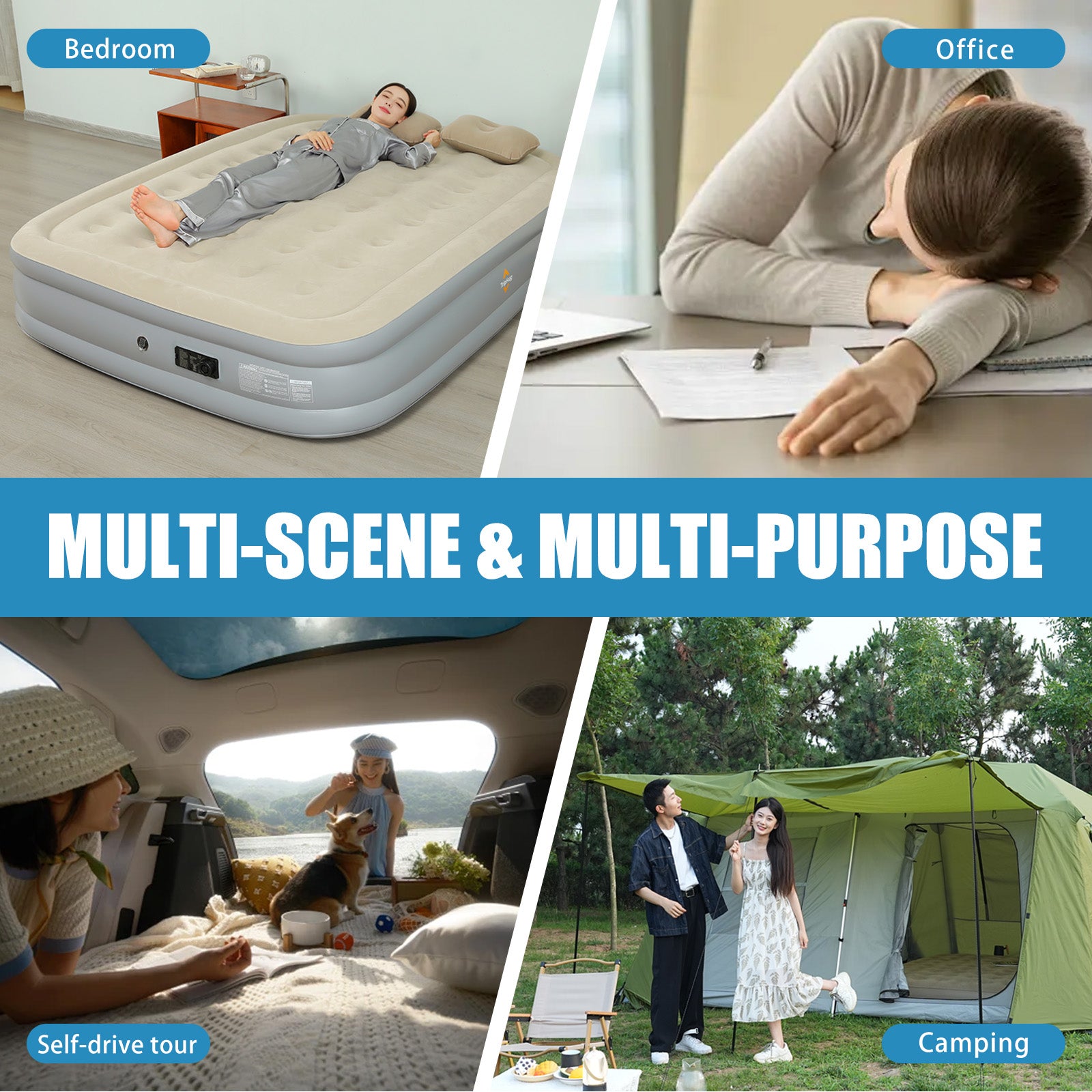Twin Air Mattress with Built-in Pump,Portable Travel–Single Air Mattress